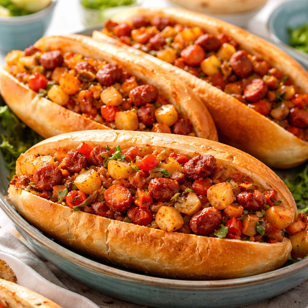 Sausage Sandwich with Potatoes