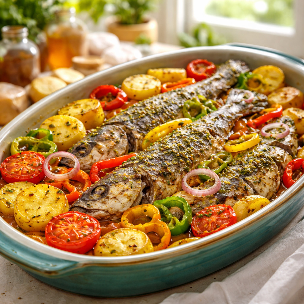 سمك وبطاطس بالصينية