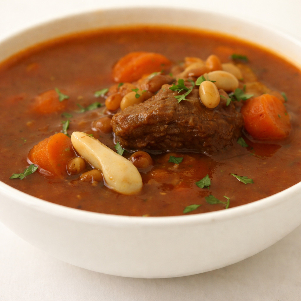 Soupe de haricots avec de la viande d'agneau