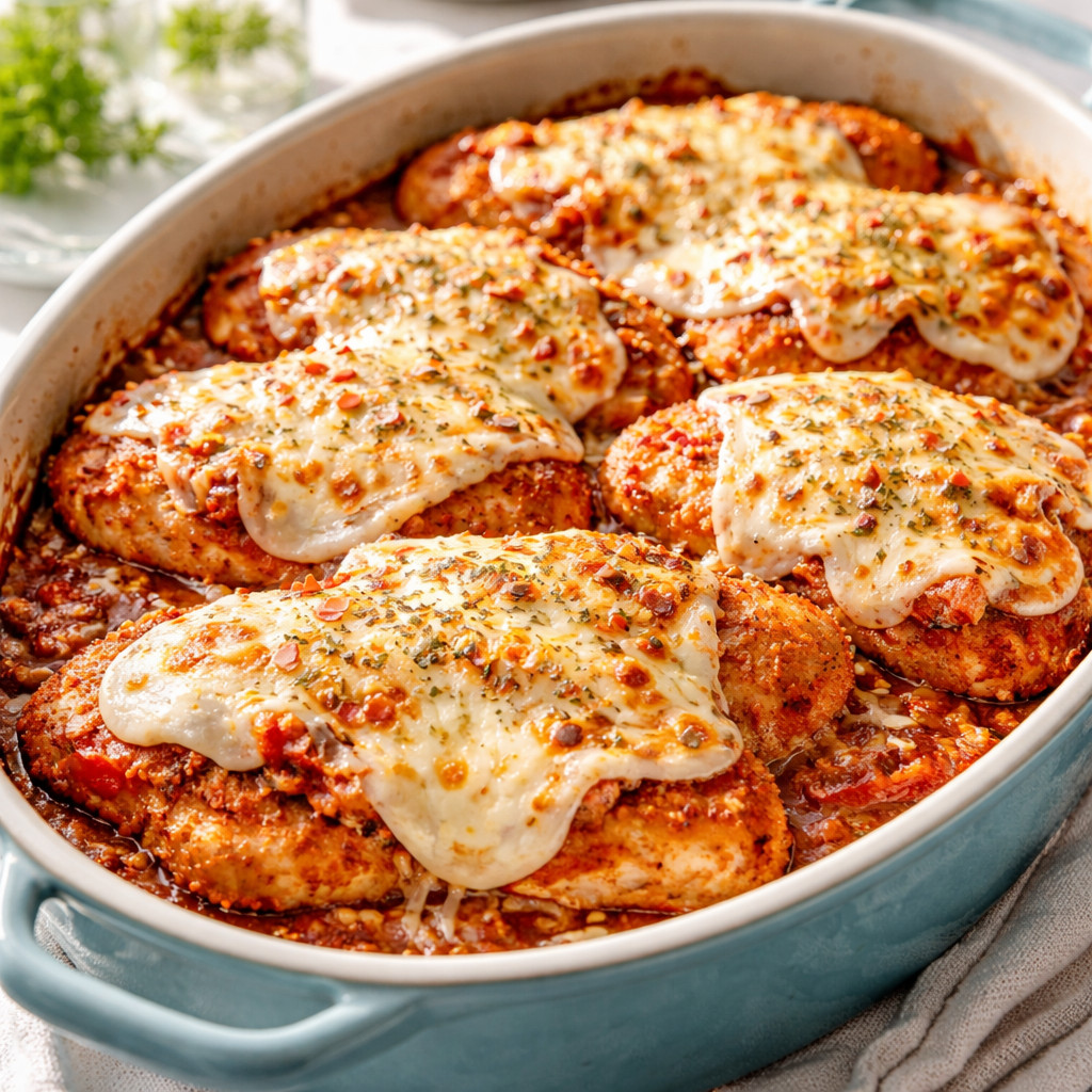 Chicken Parmesan and Mozzarella Casserole