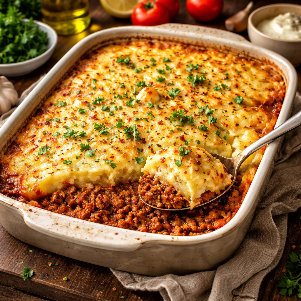 Plat de pommes de terre avec viande