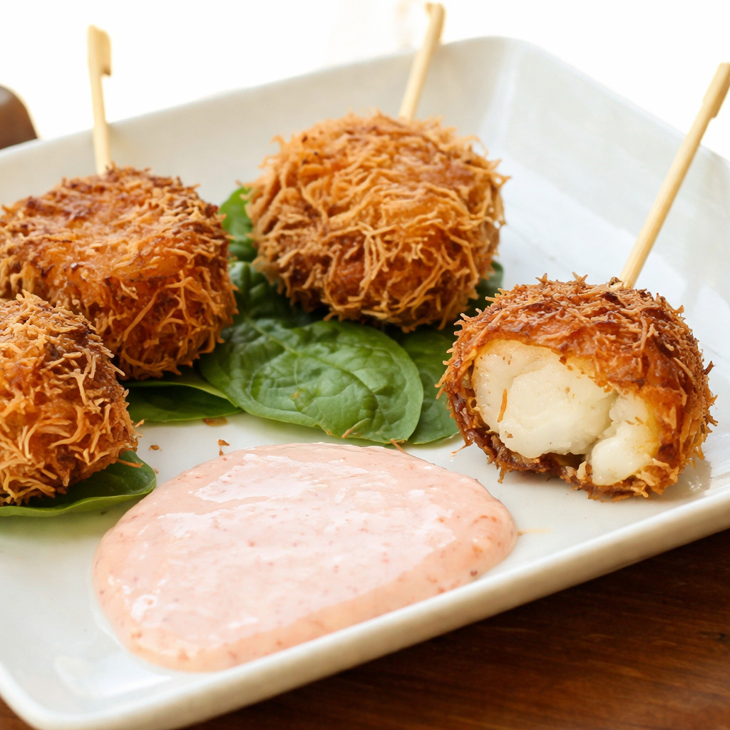 Halibut Fish in Kunafa Dough
