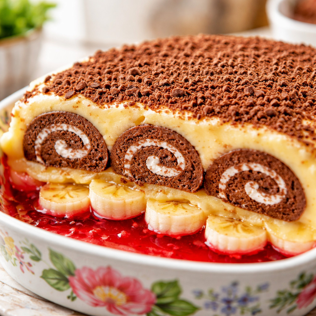 Gâteau avec de la gelée et de la crème pâtissière