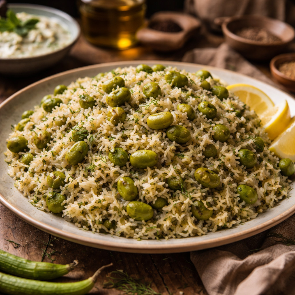 Rice with Green Fava Beans