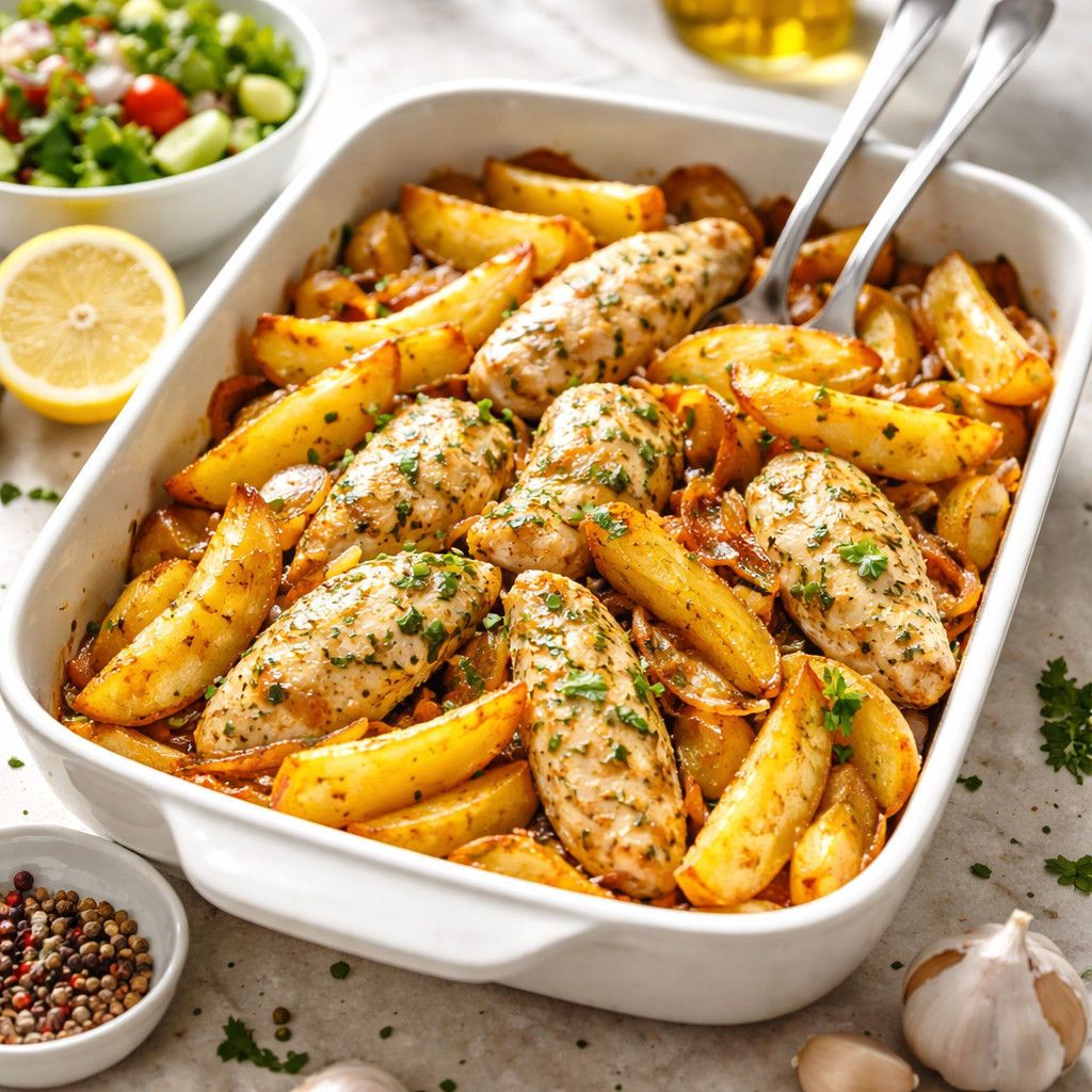 Potatoes and Chicken in the Oven