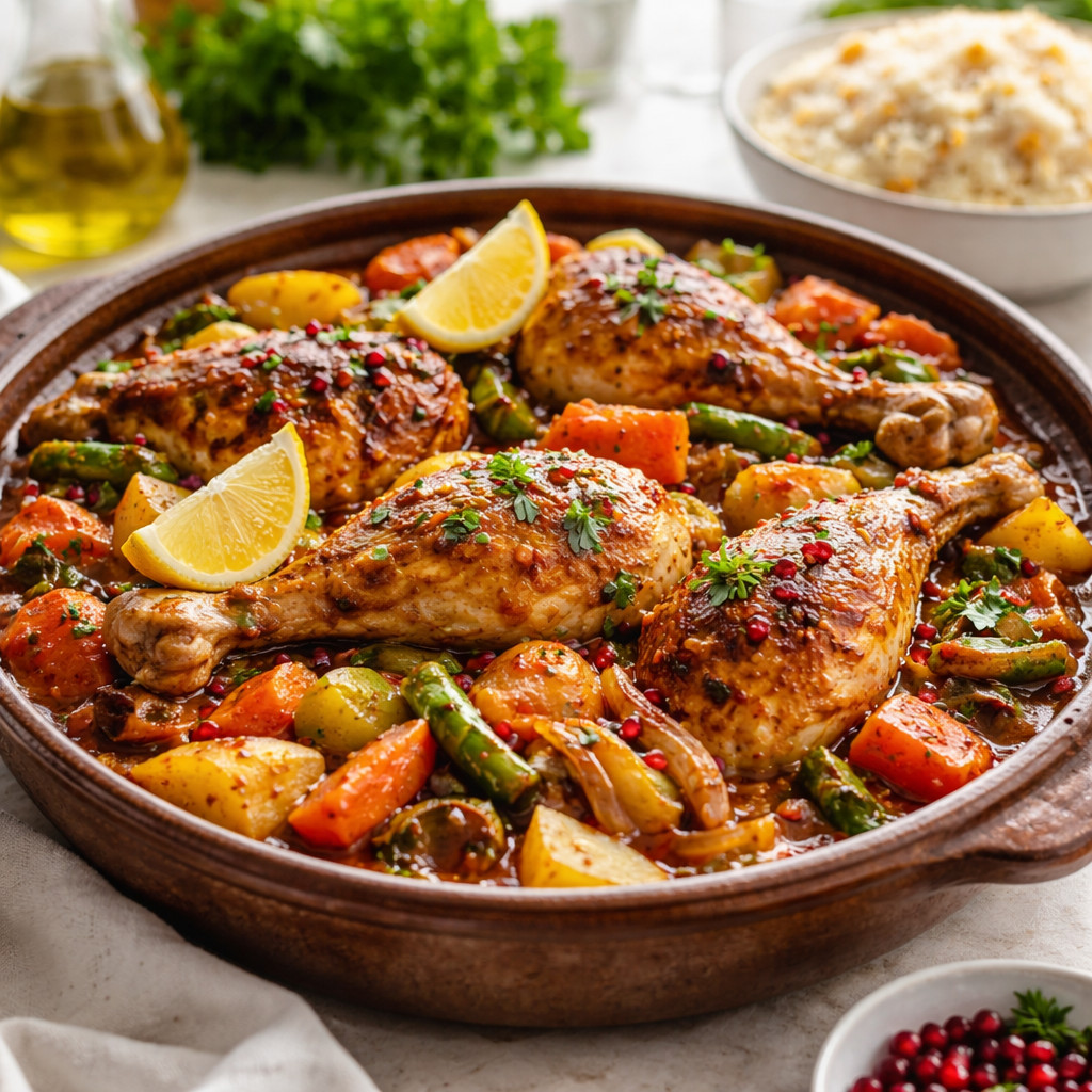 Chicken Tagine with Vegetables and Pomegranate Molasses