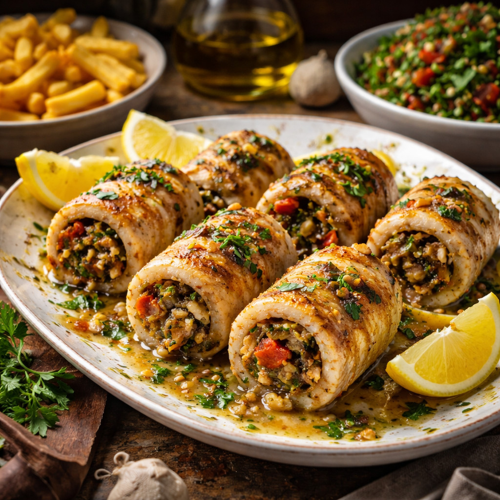 Roulés de poisson farcis