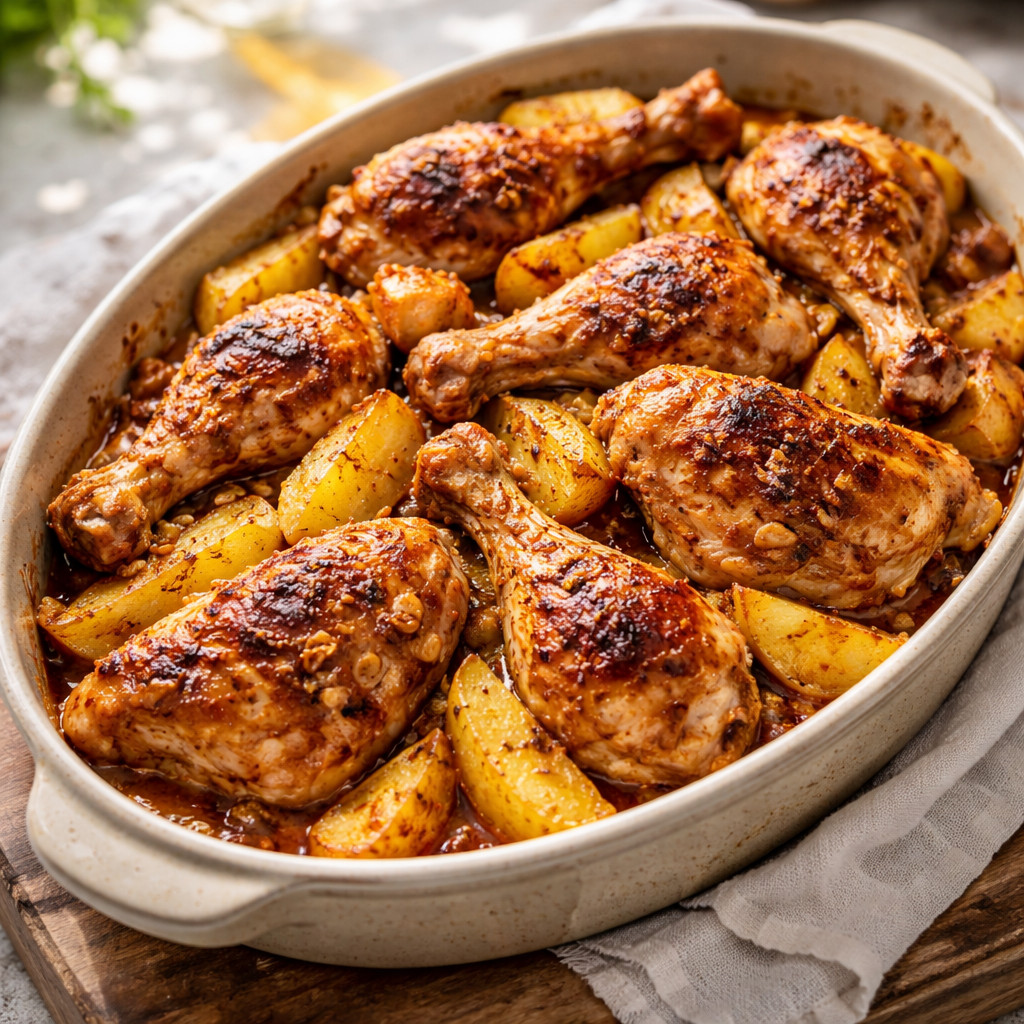 Plat de pommes de terre au poulet