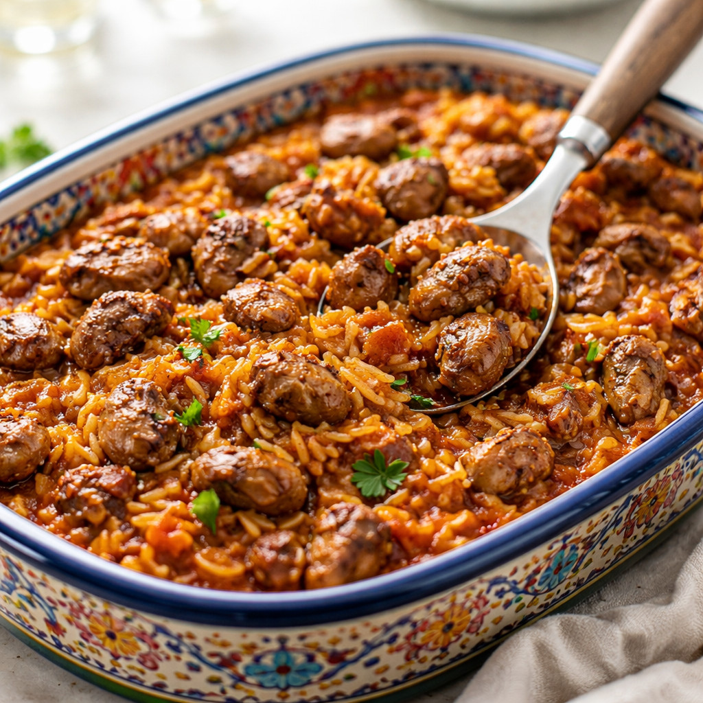 طاجن لسان عصفور بالكبدة