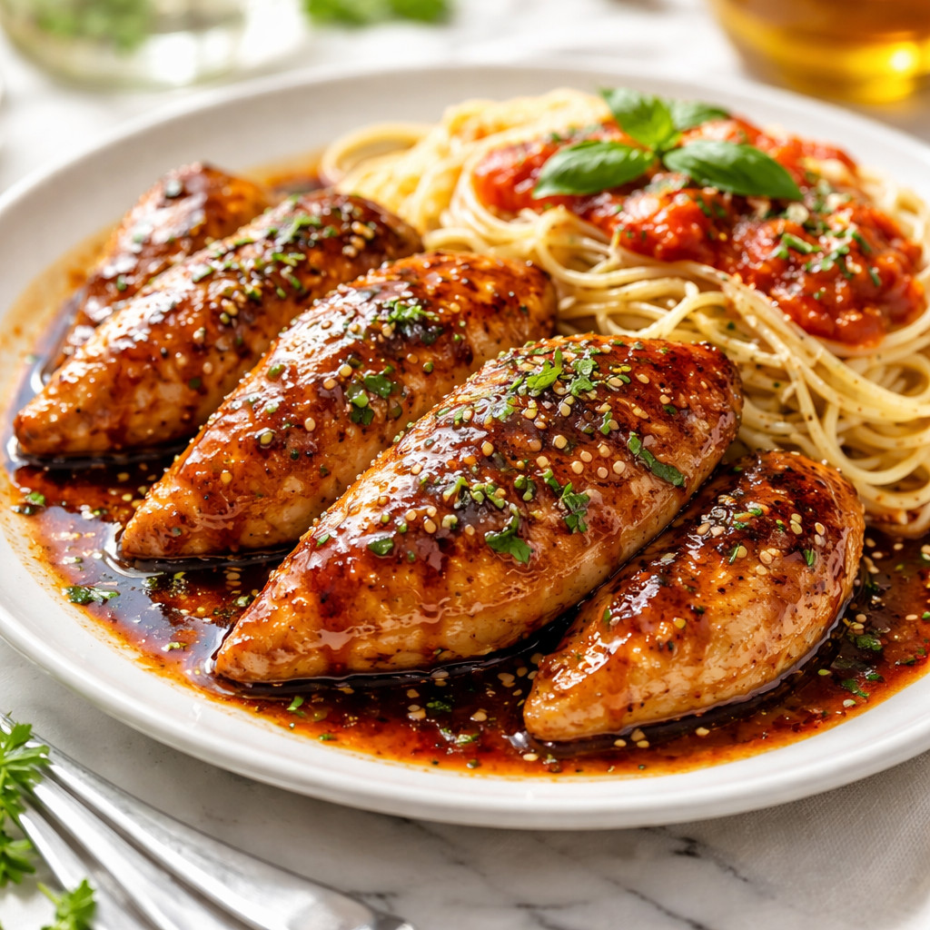 Poitrine de poulet au vinaigre et à la sauce soja