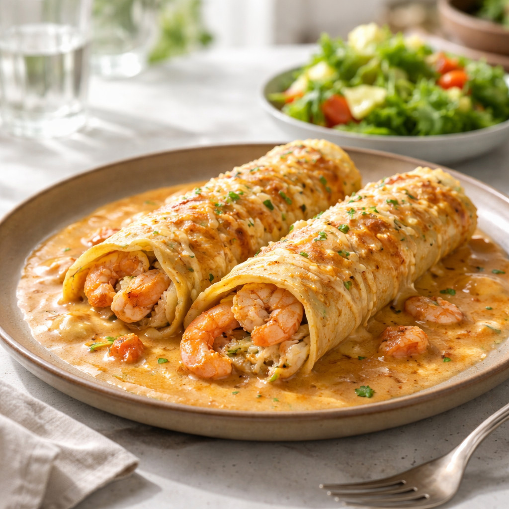 Shrimp and Fennel Pancakes with Butter Sauce