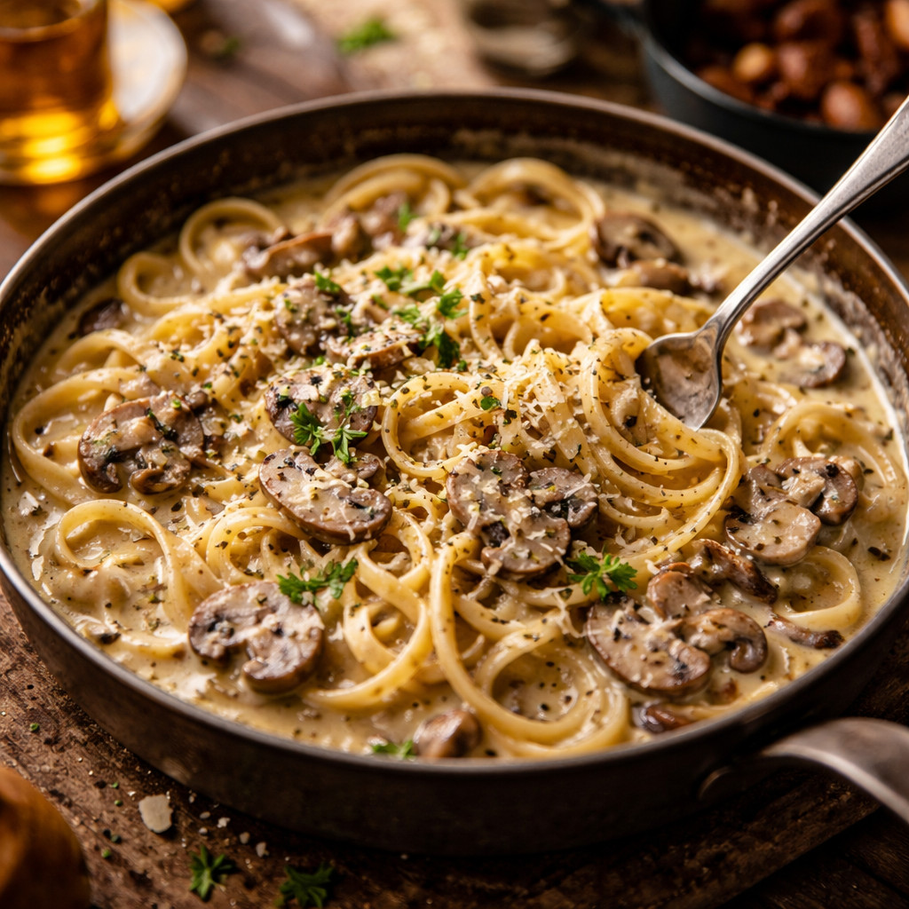 Pasta with Cream and Mushrooms