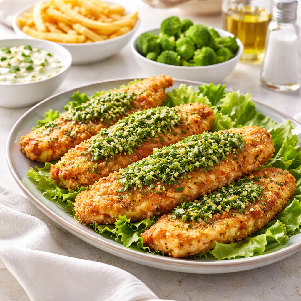 Fried Hamour Fish Fillets with Cilantro and Garlic