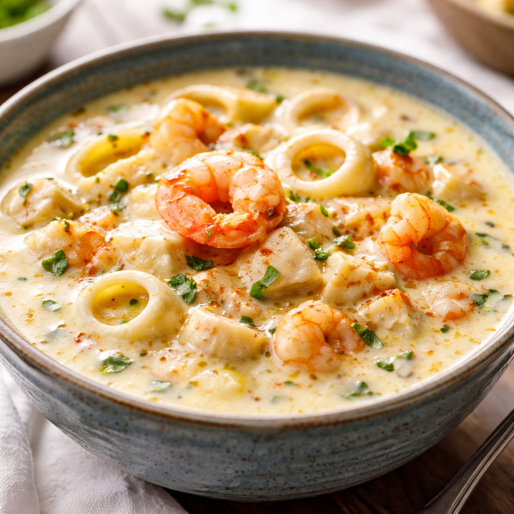 Soupe de fruits de mer à la crème