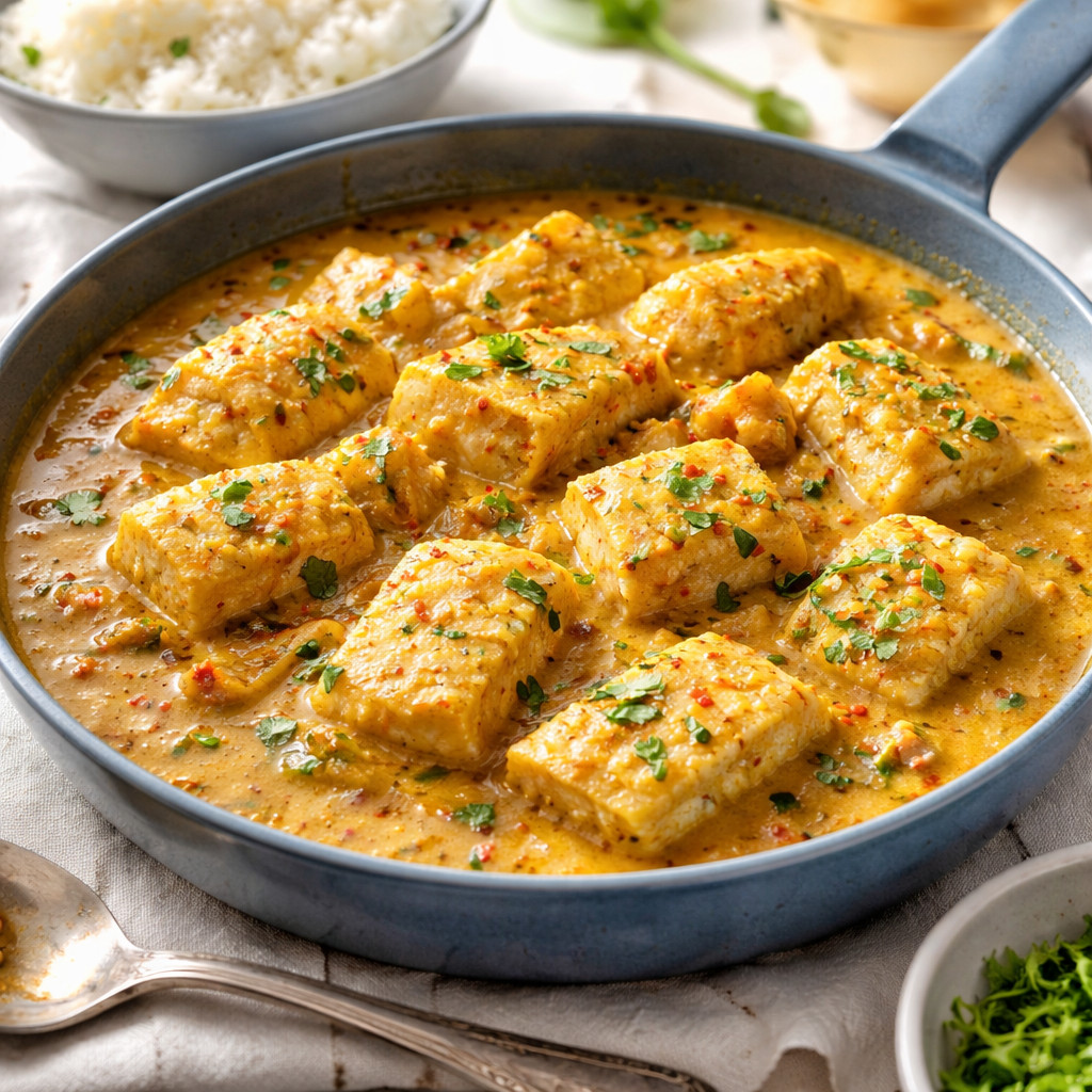 Filet de poisson au curry et lait de coco