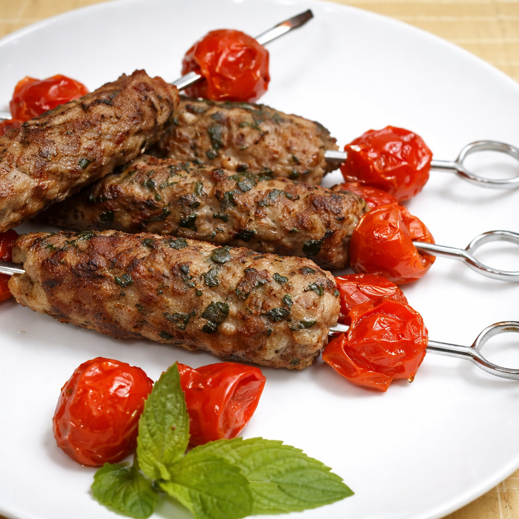 Grilled Kofta with Cherry Tomatoes