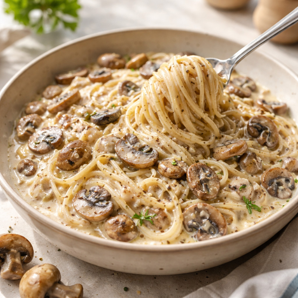 Pasta with Cream and Mushrooms