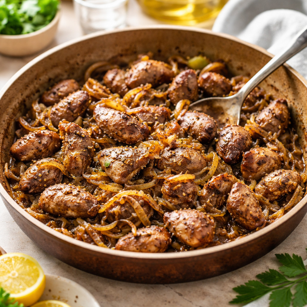 كبدة الفراخ بالبصل