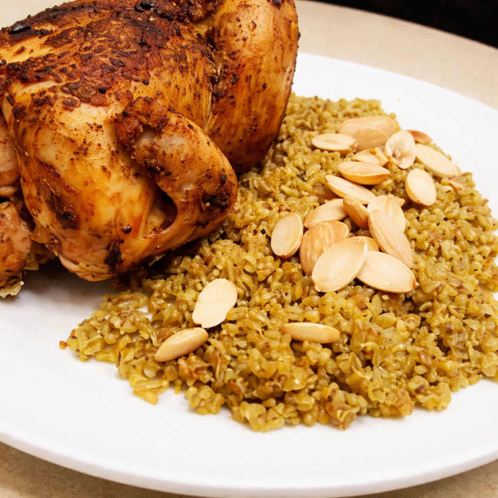Chicken on Salt Stuffed with Freekeh