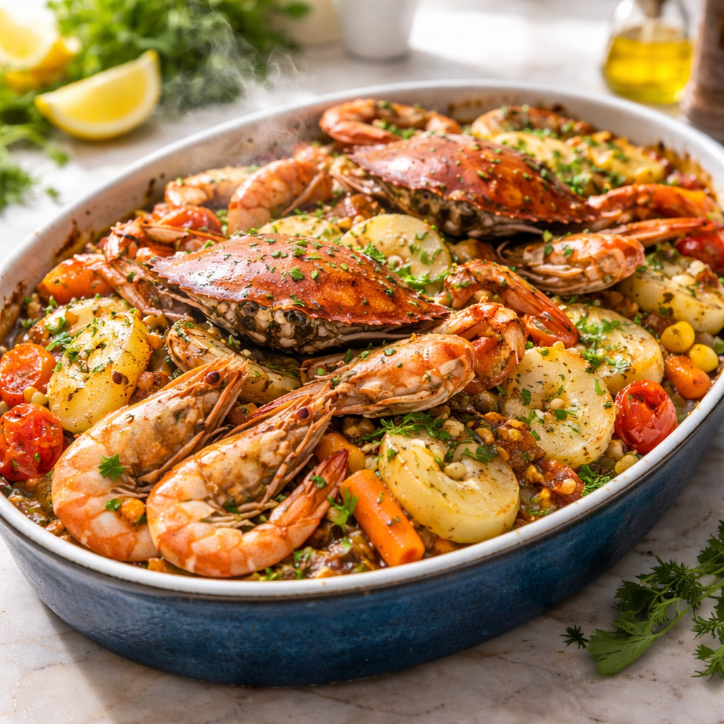 Crab Tray with Shrimp and Potatoes