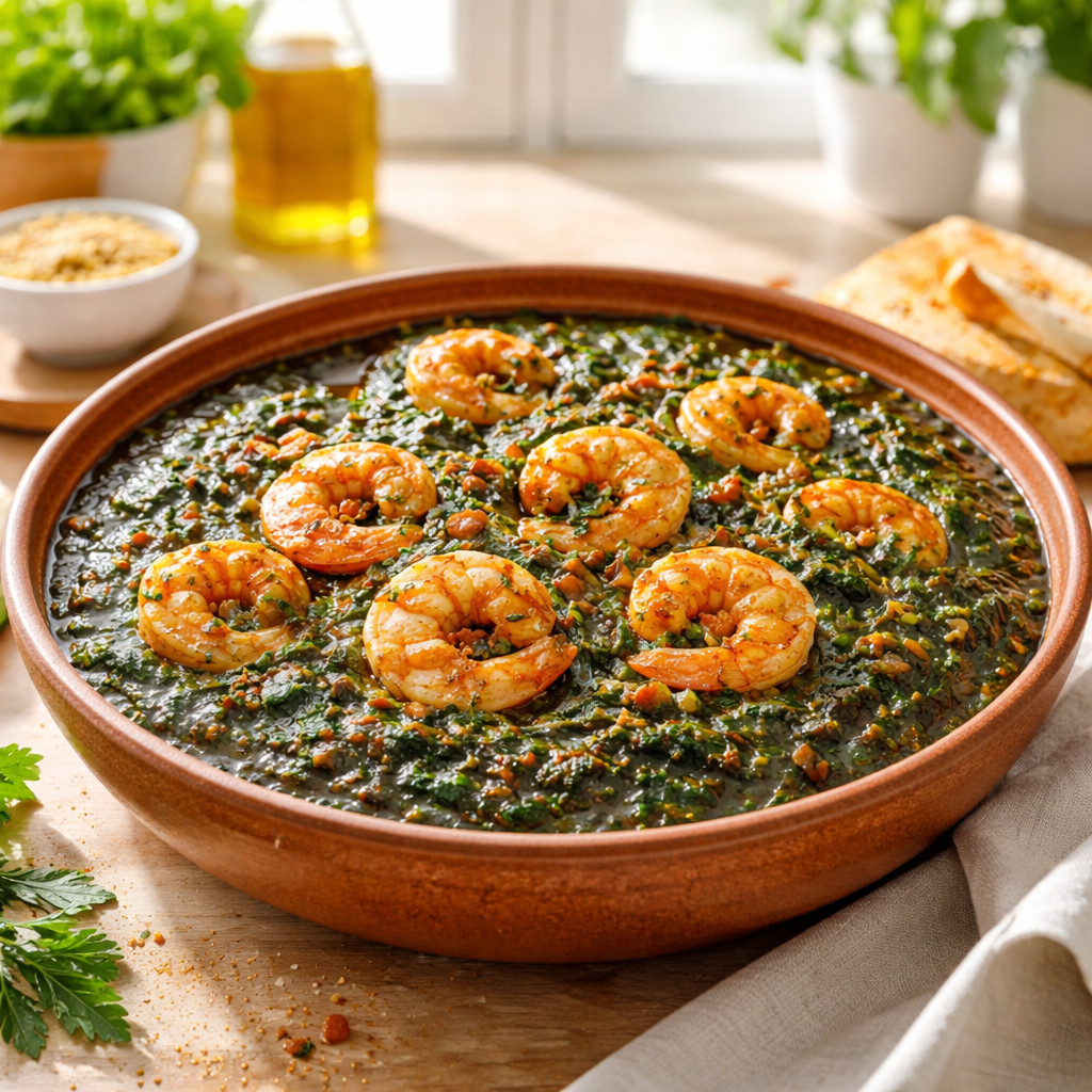 Mloukhia aux crevettes