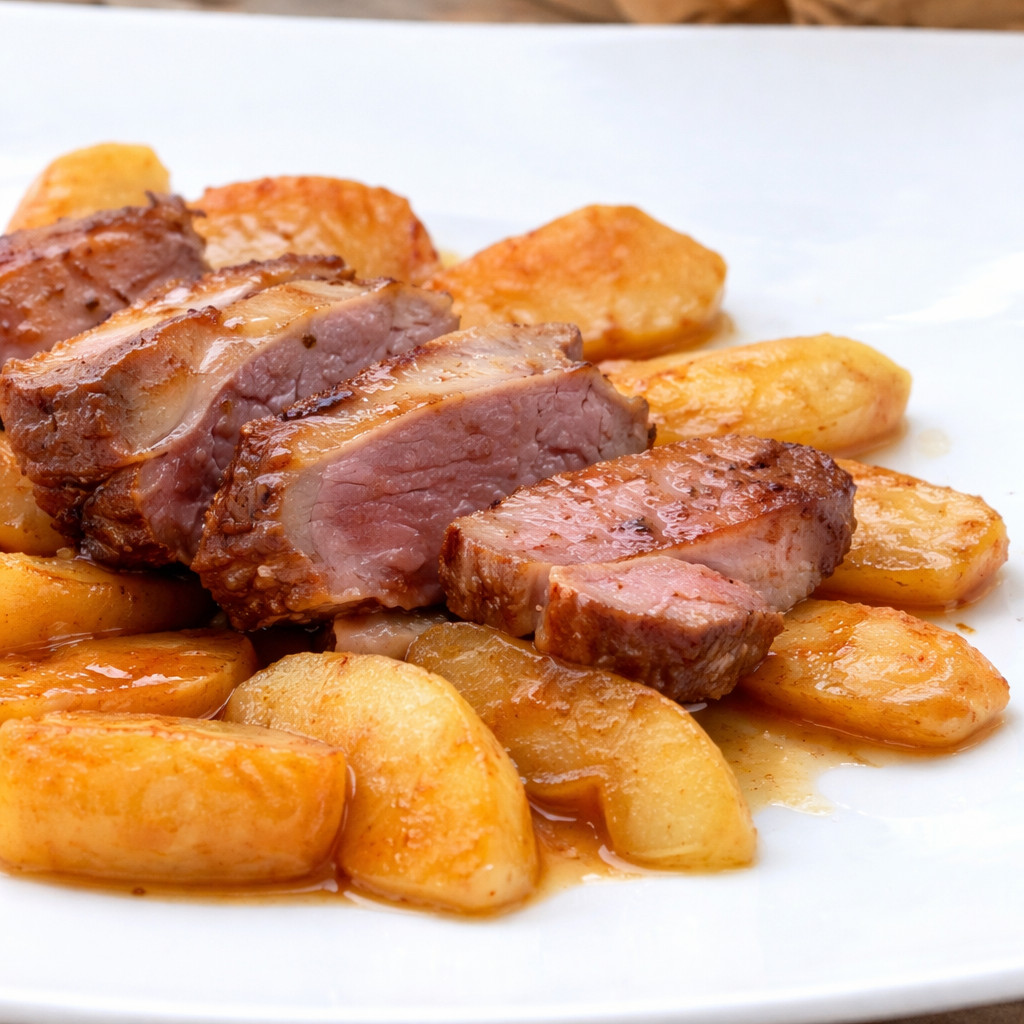 Poitrine de canard aux pommes