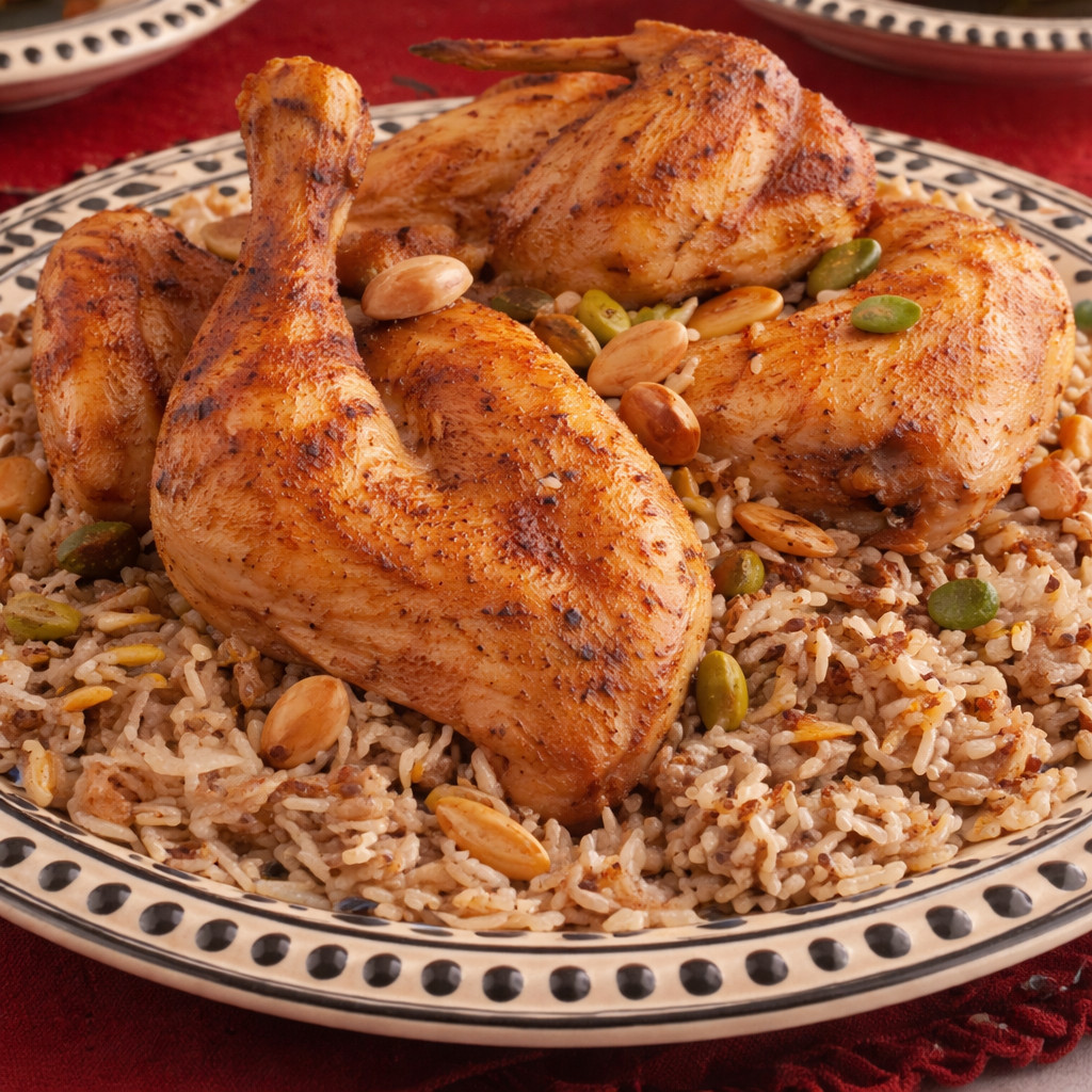 Poulet rôti avec du riz oriental