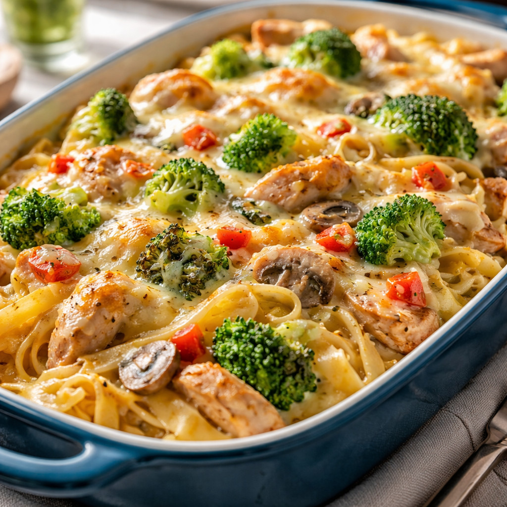 Pasta with Bechamel, Broccoli, and Chicken