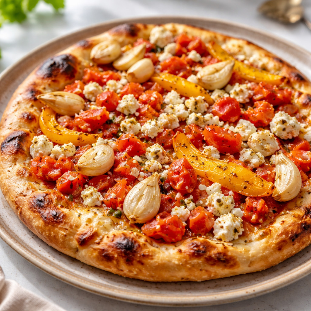 Pizza with Feta and Garlic