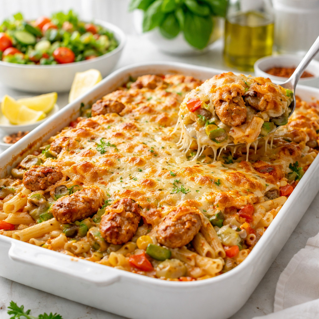 معكرونة بكباب الدجاج والباشميل