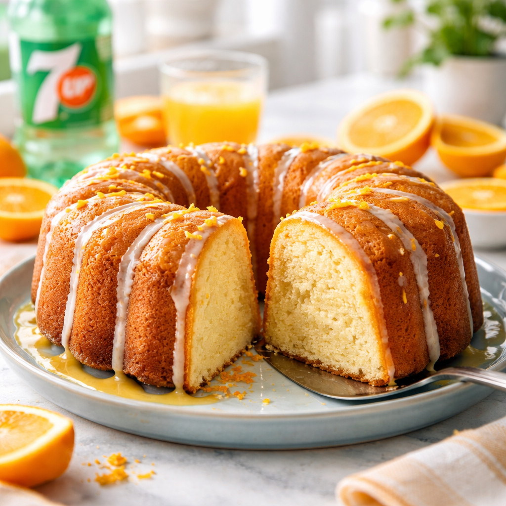 7-Up Cake with Orange Juice
