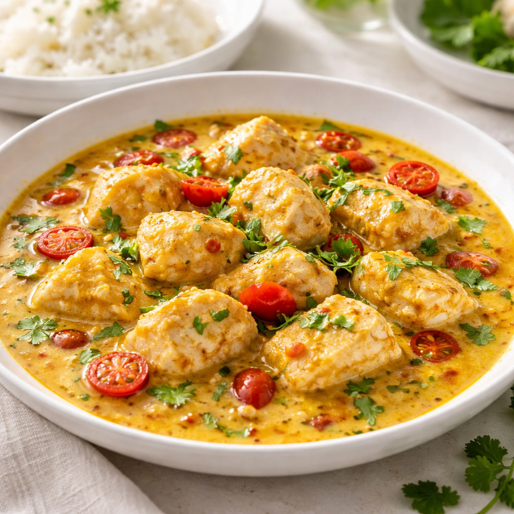 Fish Fillet with Curry and Coconut Milk