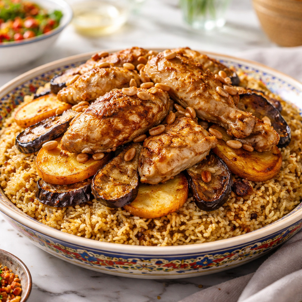 Maqlooba de pommes de terre et d'aubergines