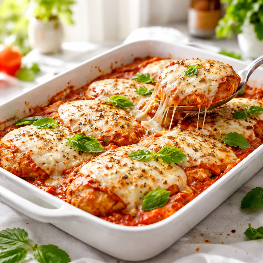 Chicken Parmesan and Mozzarella Casserole