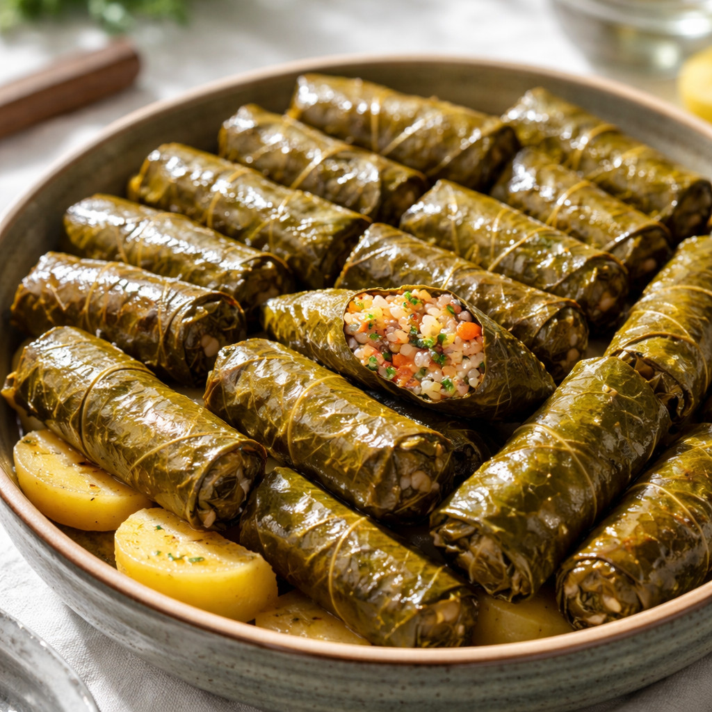 اليالنجي أو ورق عنب بزيت الزيتون